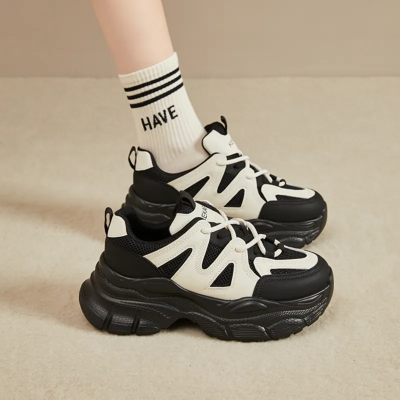 KEKAFU Slip-Resistant Height Increasing Low-Top Chunky Sneakers Women's-3