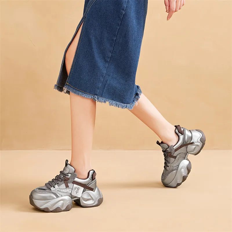 KEKAFU Anti-Slip And Wear-Resistant Height Increasing Low-Top Chunky Sneakers Women's-34