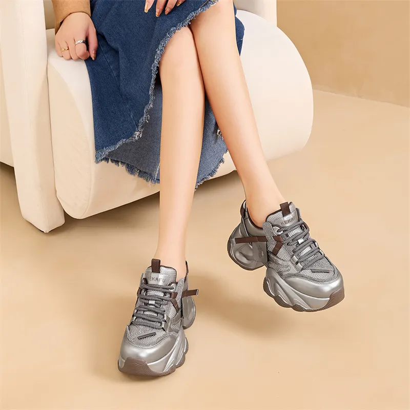 KEKAFU Anti-Slip And Wear-Resistant Height Increasing Low-Top Chunky Sneakers Women's-16