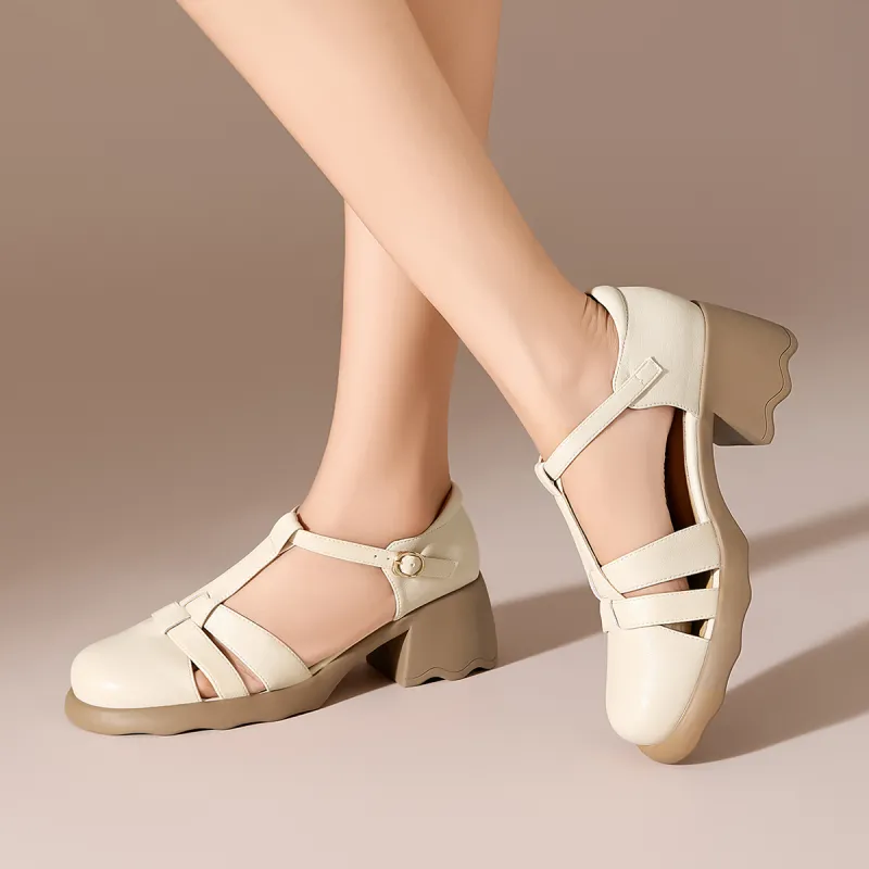 KEKAFU Chunky Heel High Heels 6cm Women's-8