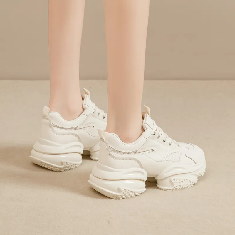 KEKAFU Height Increasing Breathable Slip-Resistant Low-Top Chunky Sneakers Women's-12