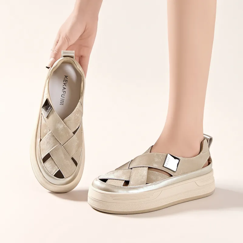 KEKAFU Height Increasing Low Top Casual Shoes Women's-5
