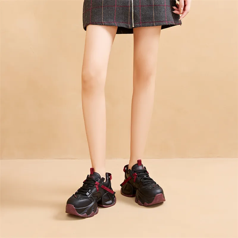 KEKAFU Anti-Slip And Wear-Resistant Height Increasing Low-Top Chunky Sneakers Women's-11