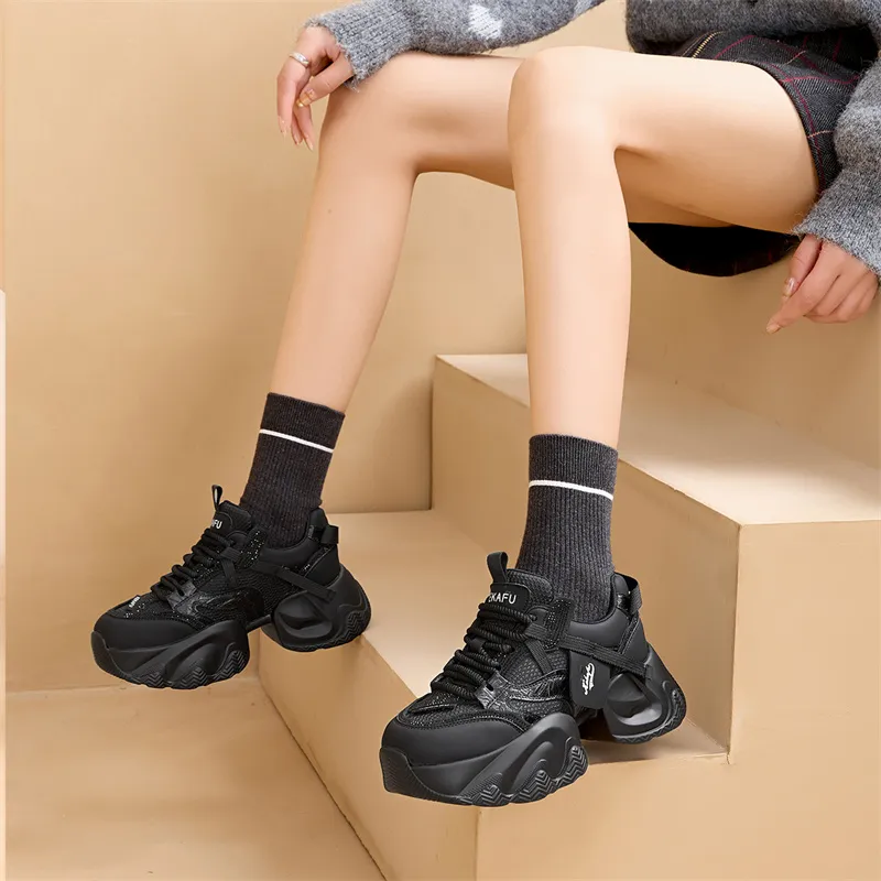 KEKAFU Anti-Slip And Wear-Resistant Height Increasing Low-Top Chunky Sneakers Women's-5