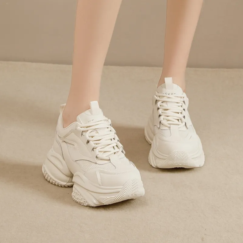 KEKAFU Height Increasing Breathable Slip-Resistant Low-Top Chunky Sneakers Women's-13