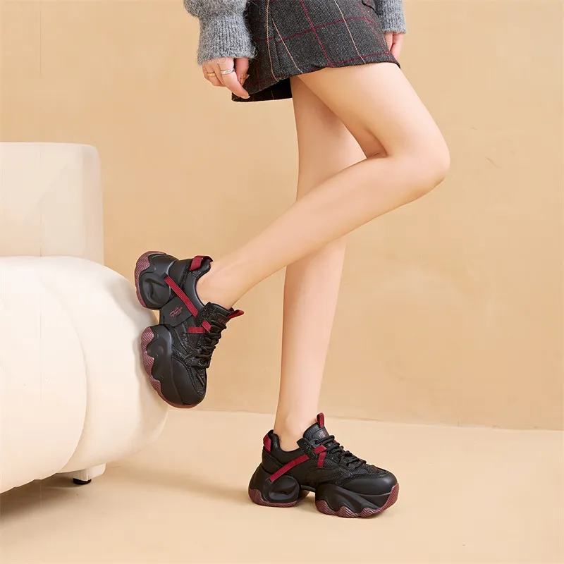 KEKAFU Anti-Slip And Wear-Resistant Height Increasing Low-Top Chunky Sneakers Women's-28