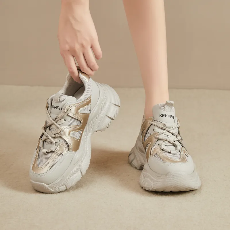 KEKAFU Slip-Resistant Height Increasing Low-Top Chunky Sneakers Women's-11