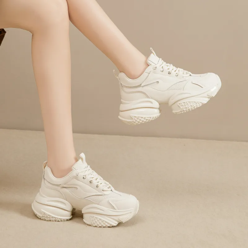 KEKAFU Height Increasing Breathable Slip-Resistant Low-Top Chunky Sneakers Women's-11