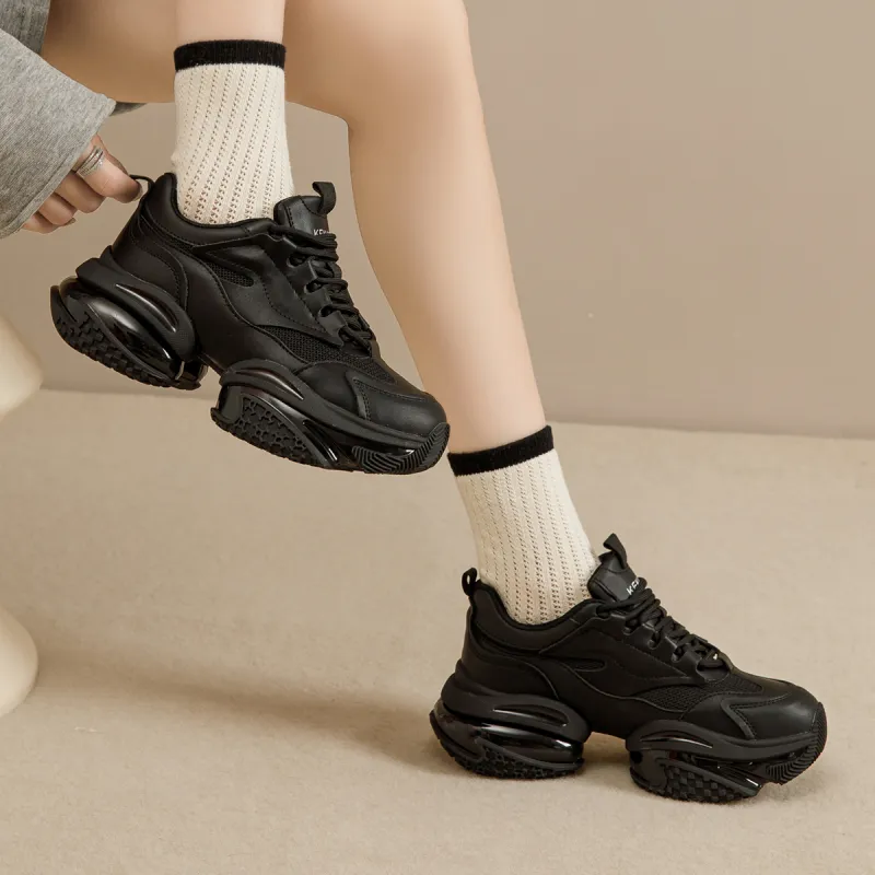 KEKAFU Height Increasing Breathable Slip-Resistant Low-Top Chunky Sneakers Women's-3