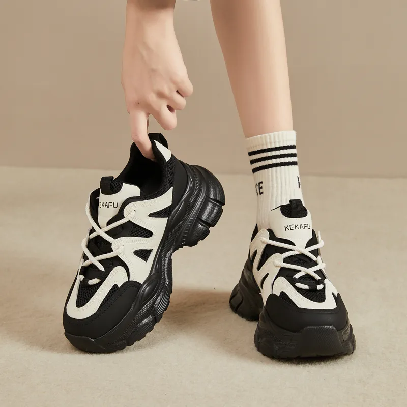 KEKAFU Slip-Resistant Height Increasing Low-Top Chunky Sneakers Women's-2
