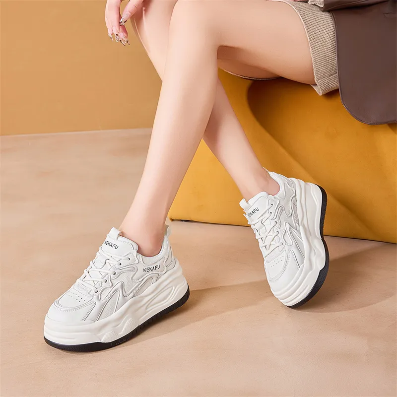 KEKAFU Anti Slip Wear Resistant Low Top Chunky Sneakers Women's-14