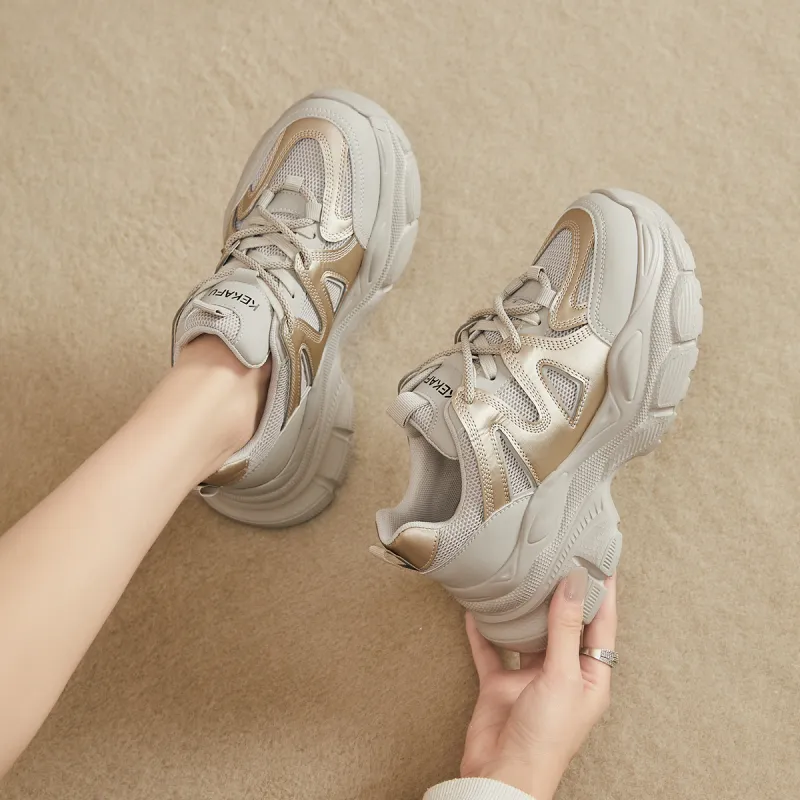 KEKAFU Slip-Resistant Height Increasing Low-Top Chunky Sneakers Women's-12