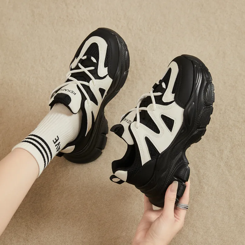 KEKAFU Slip-Resistant Height Increasing Low-Top Chunky Sneakers Women's-5