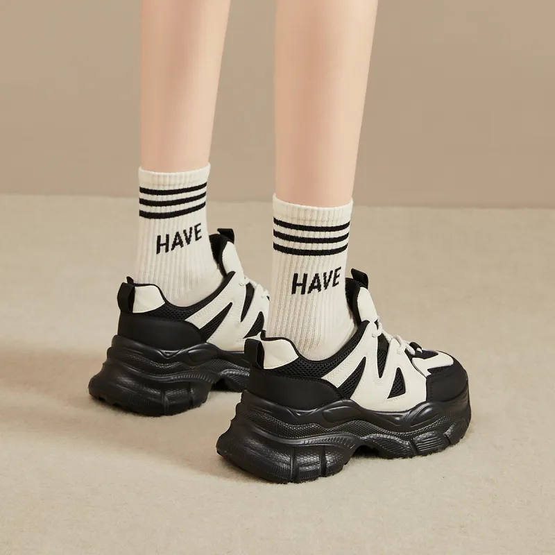 KEKAFU Slip-Resistant Height Increasing Low-Top Chunky Sneakers Women's-6