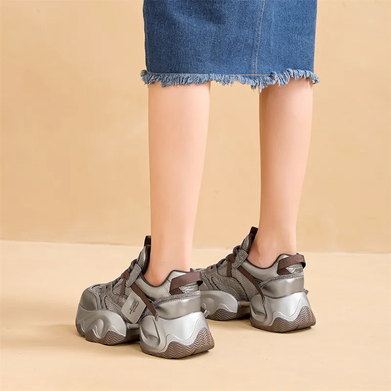 KEKAFU Anti-Slip And Wear-Resistant Height Increasing Low-Top Chunky Sneakers Women's-35
