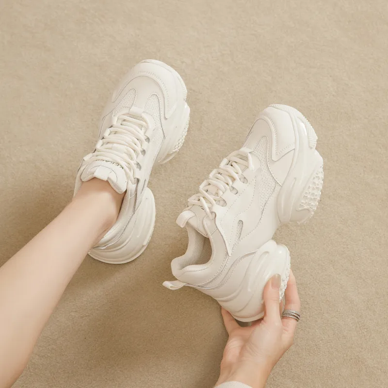 KEKAFU Height Increasing Breathable Slip-Resistant Low-Top Chunky Sneakers Women's-15
