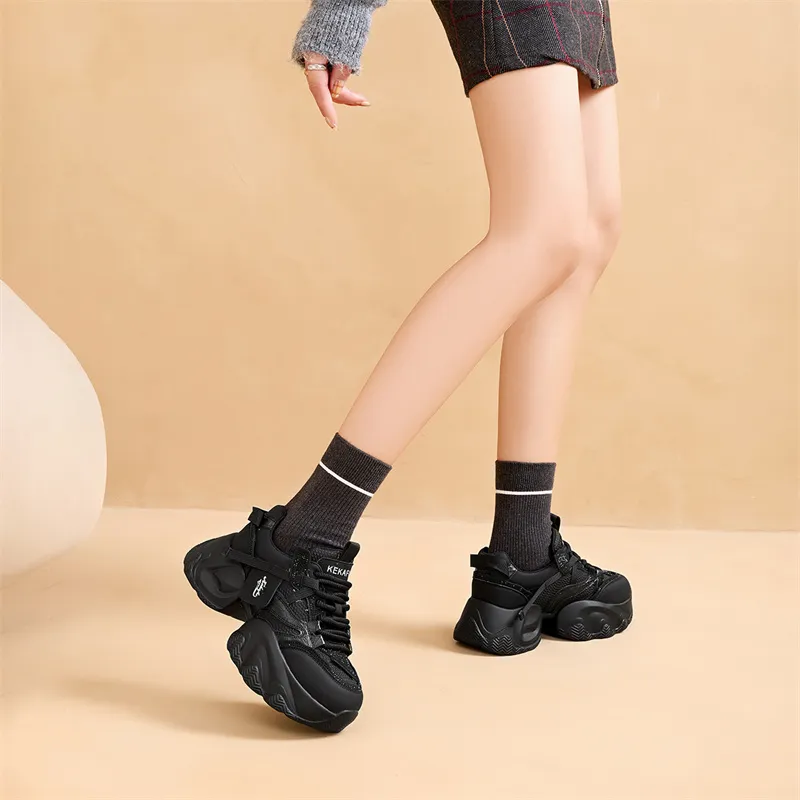 KEKAFU Anti-Slip And Wear-Resistant Height Increasing Low-Top Chunky Sneakers Women's-22