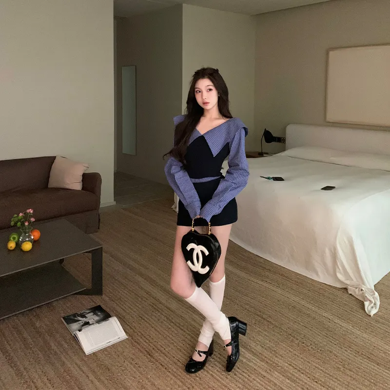 Ouyang Casual Short Skirts Women's Night Sea Blue-5