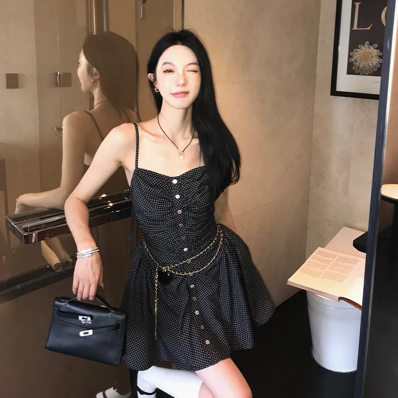 Ouyang Slip Dresses Women's Black-4