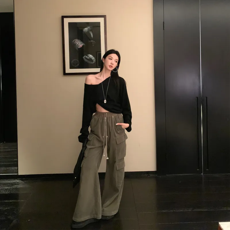 Ouyang Casual Pants Women's Tea Khaki Green-5