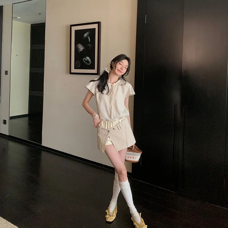 Ouyang Shirts Women's Beige Apricot-2