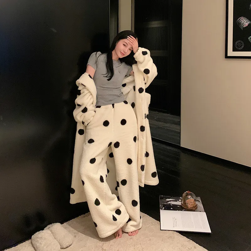 Ouyang Casual Pants Women's Polka Dot White-2