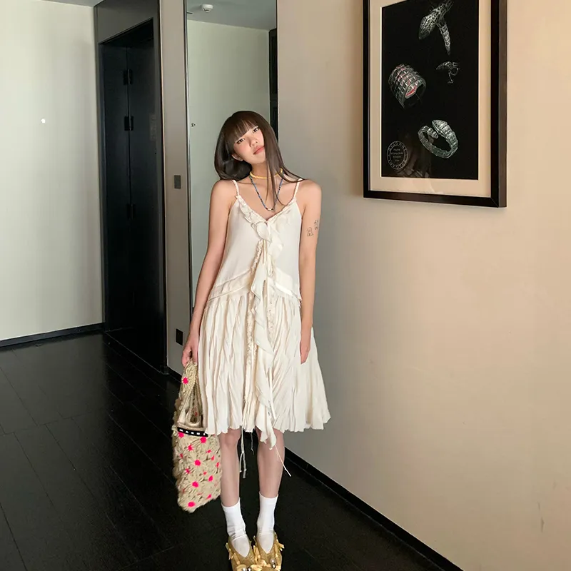 Ouyang Slip Dresses Women's Coconut Milk Apricot-4
