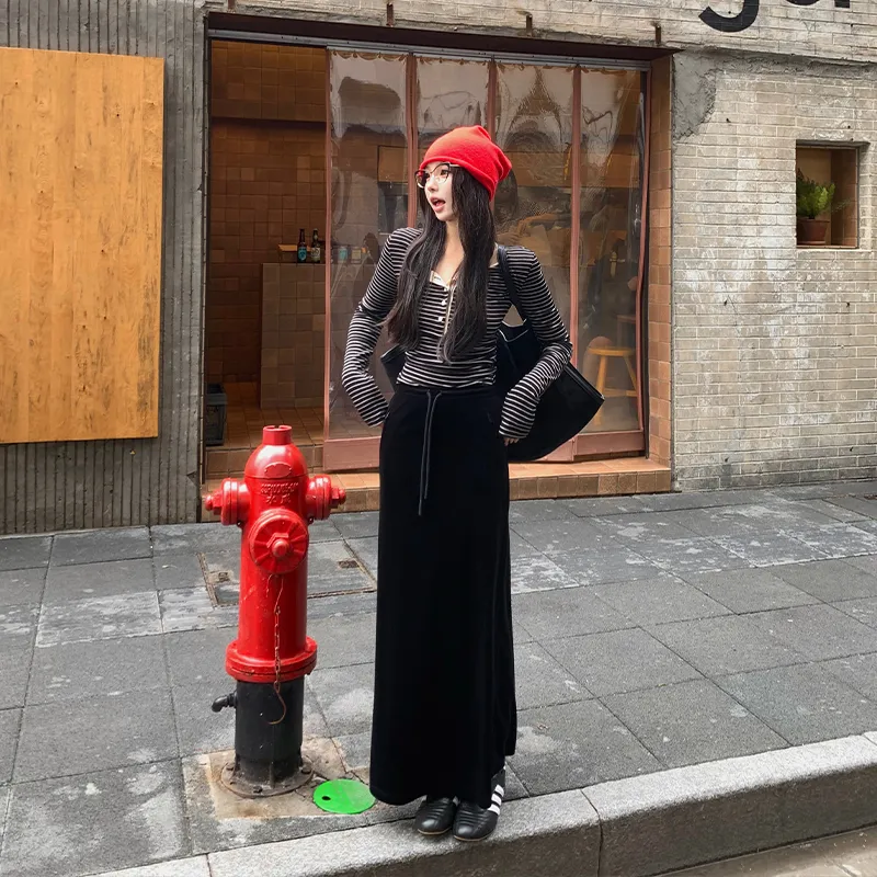 Ouyang Casual Long Skirts Women's Jet Night Black-5