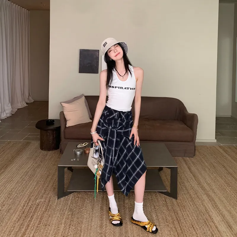 Ouyang Casual Short Skirts Women's Navy Blue-5