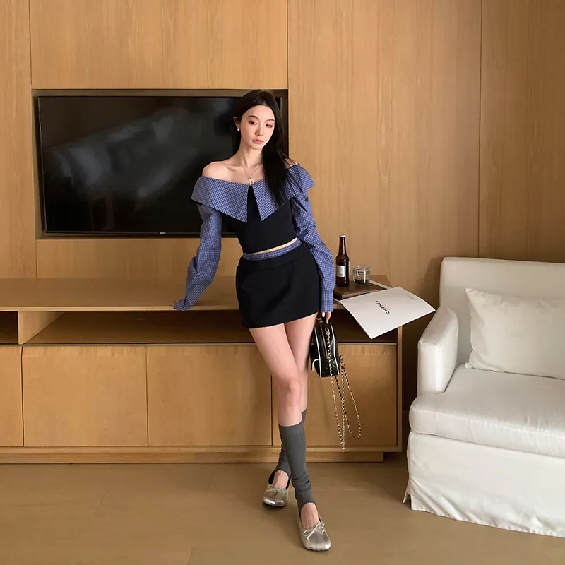 Ouyang Casual Short Skirts Women's Night Sea Blue-3