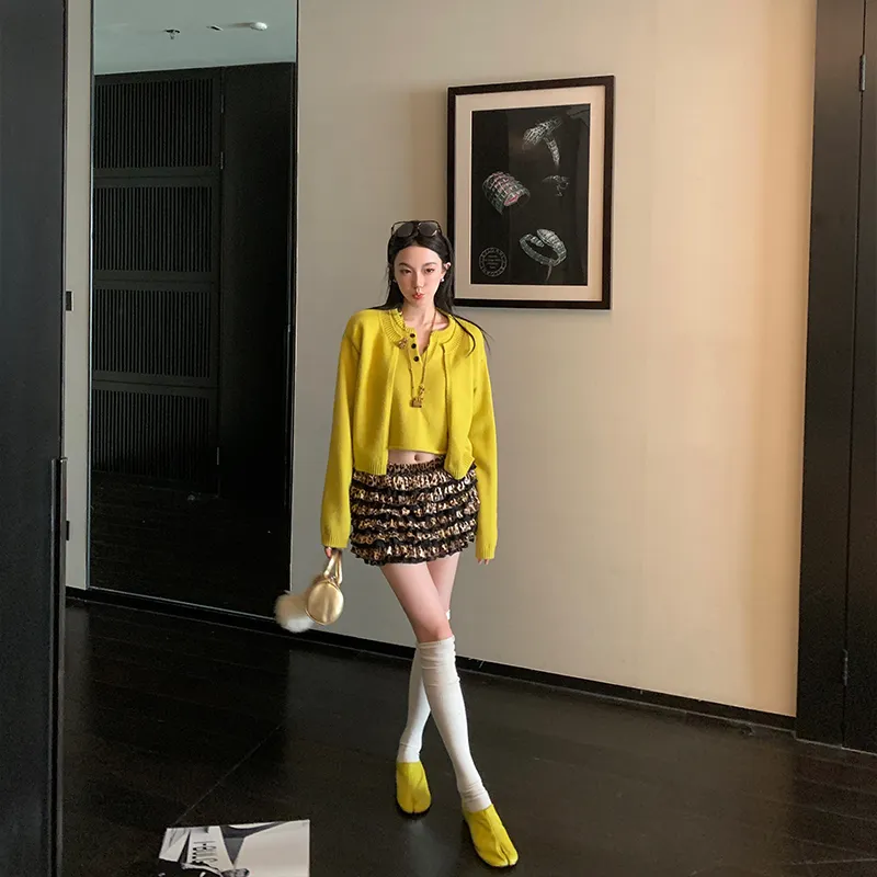 Ouyang Casual Short Skirts Women's Leopard Print-3