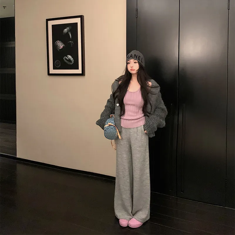Ouyang Casual Pants Women's Mist Gray-5