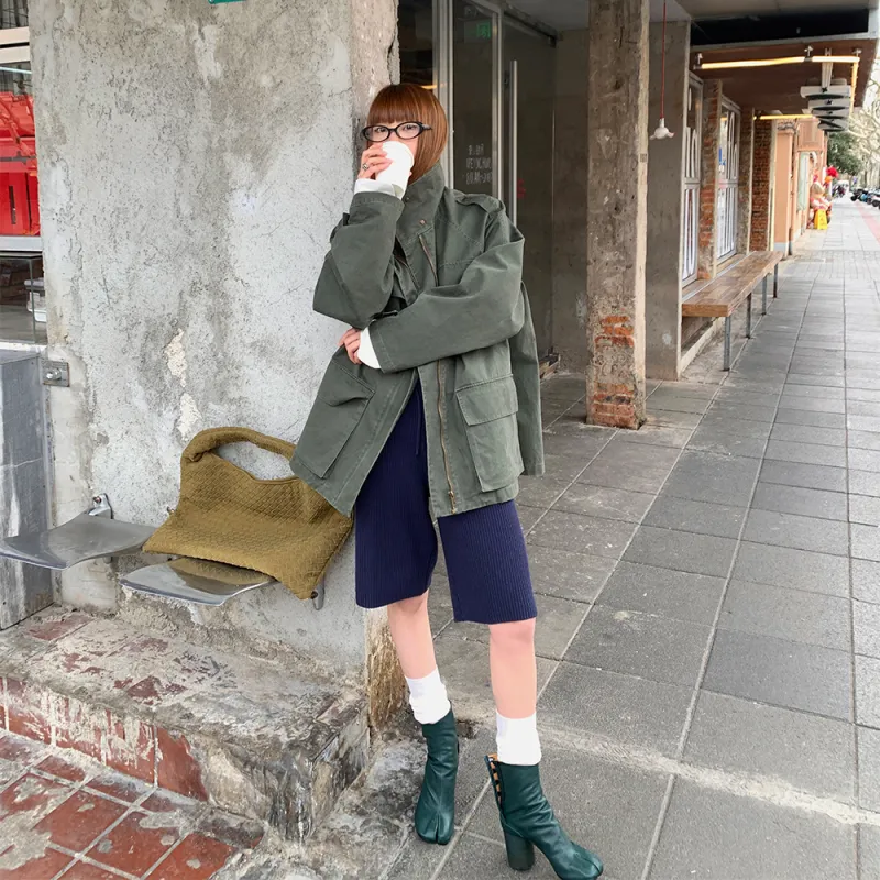 Ouyang Jackets & Coats Women's Army Green-3