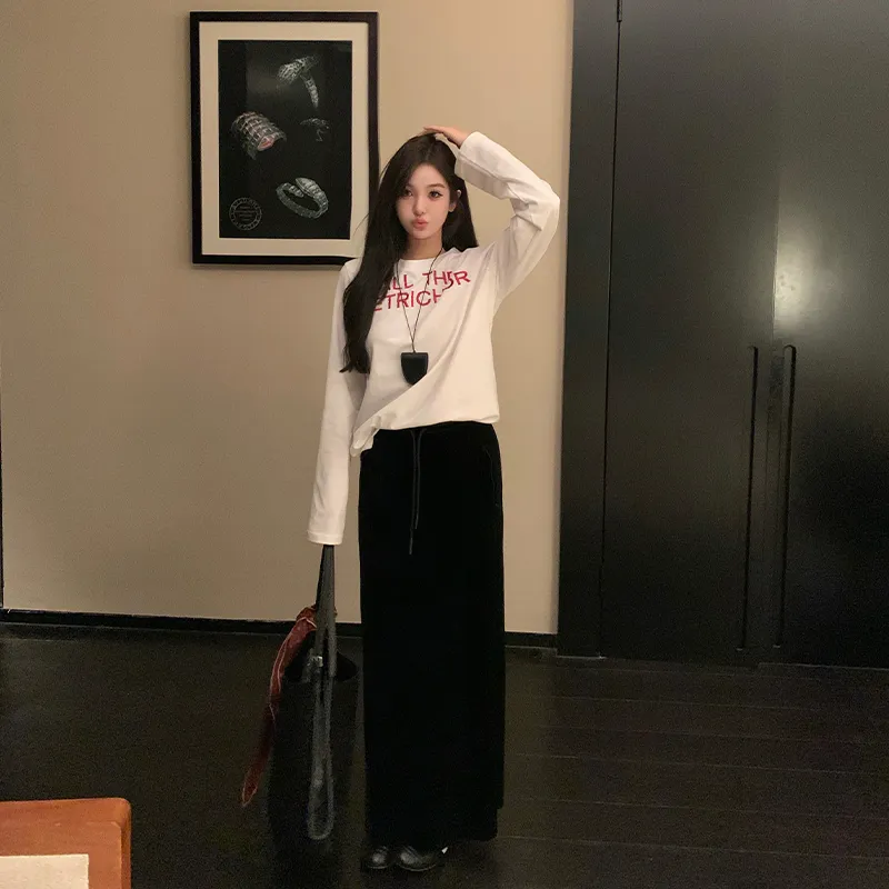 Ouyang Casual Long Skirts Women's Jet Night Black-3