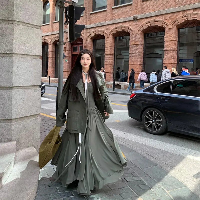 Ouyang Jackets & Coats Women's Army Green-5