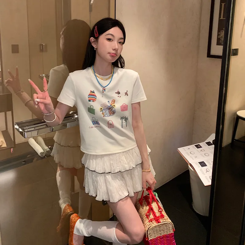 Ouyang T Shirts Women's Cheese White-4