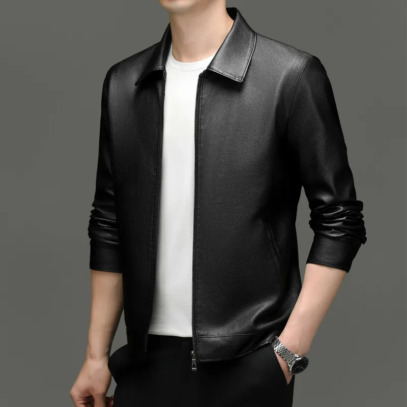 PIERRE CARDIN Leather Jacket Men's Black-3