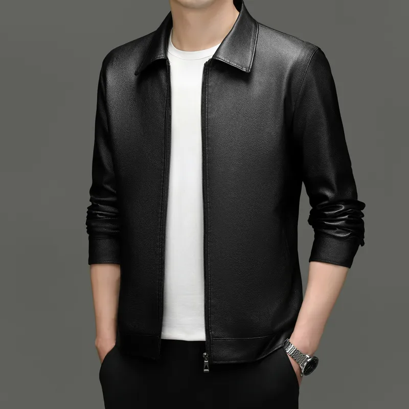 PIERRE CARDIN Leather Jacket Men's Black-2