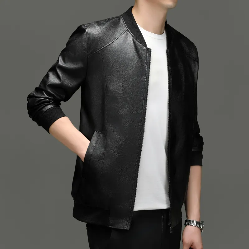 PIERRE CARDIN Leather Jacket Men's Black-3