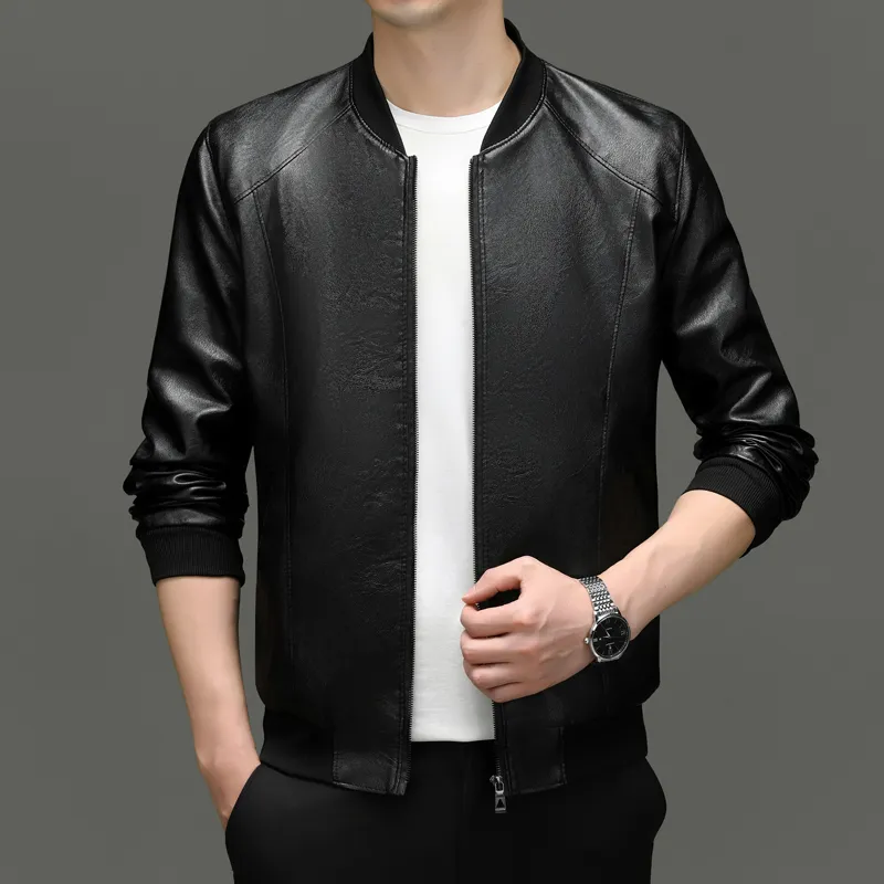 PIERRE CARDIN Leather Jacket Men's Black-2