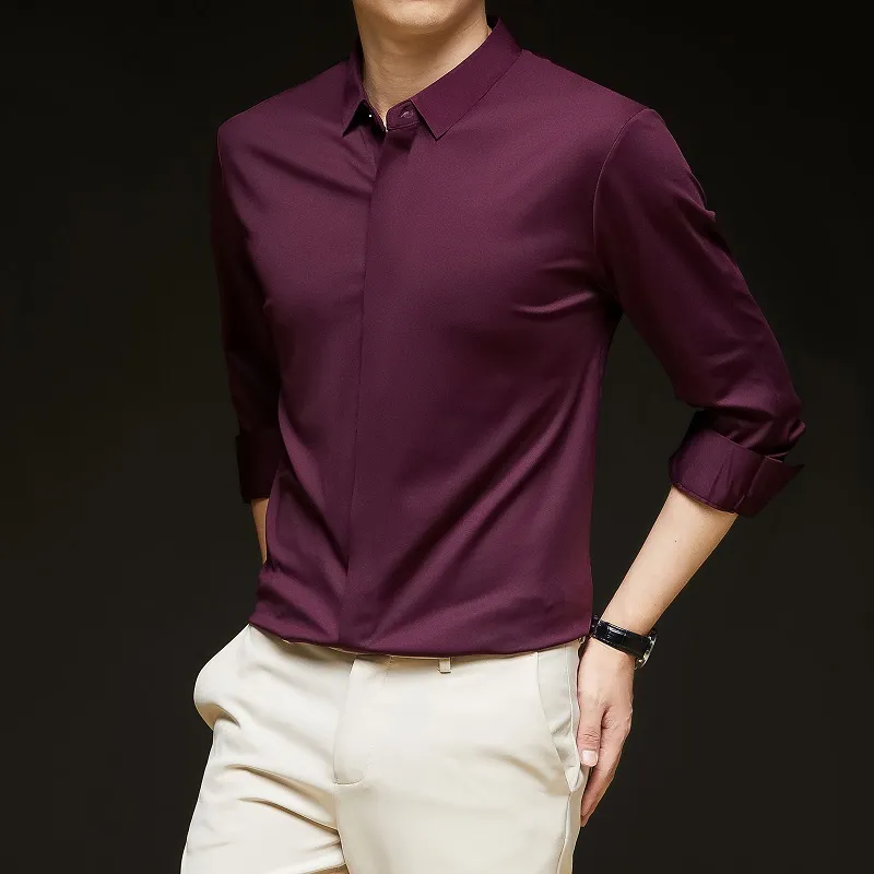 PIERRE CARDIN Shirt Men's Burgundy-23