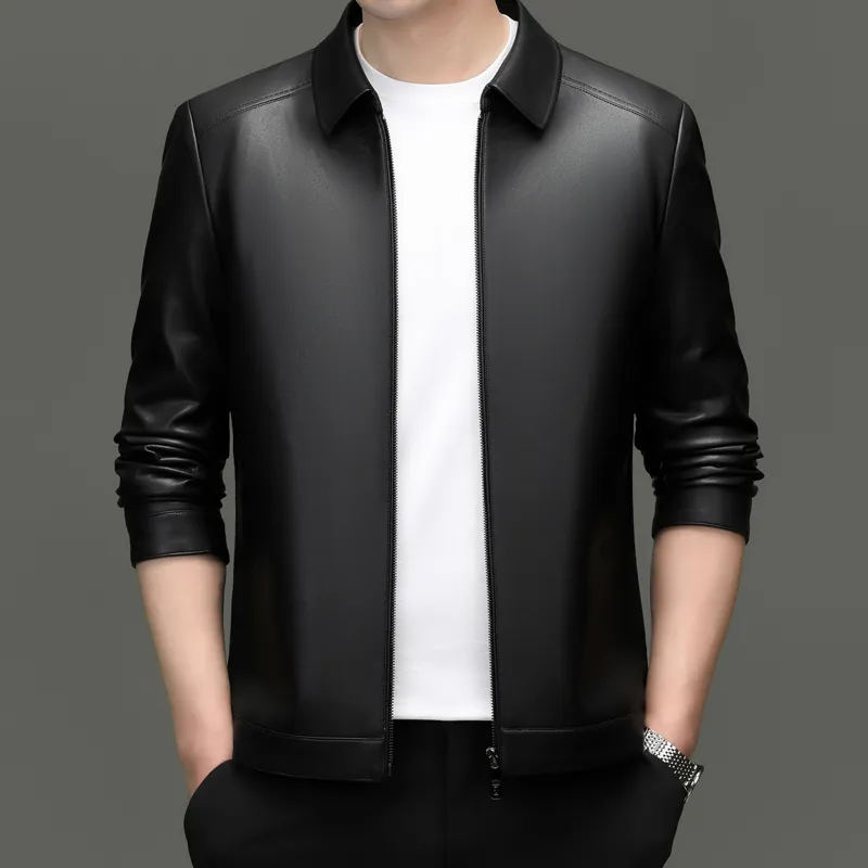 PIERRE CARDIN Leather Jacket Men's Black-3