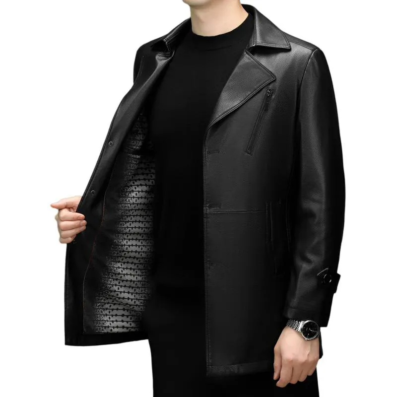 PIERRE CARDIN Leather Jacket Men's Black-3