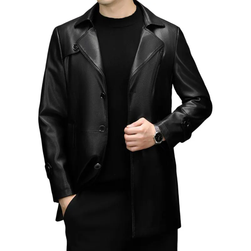 PIERRE CARDIN Leather Jacket Men's Black-2