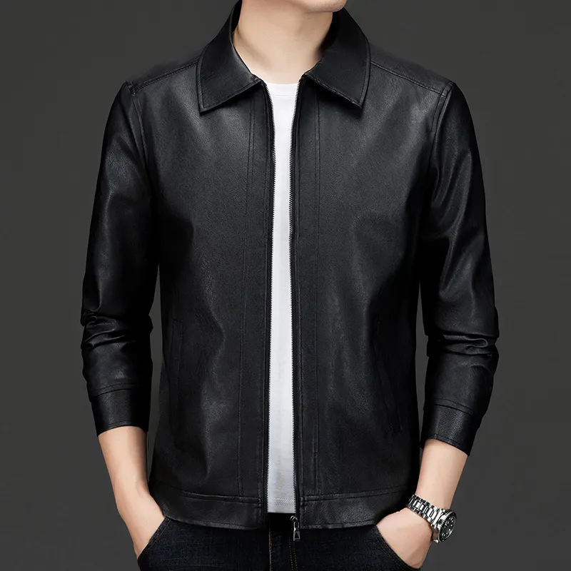 PIERRE CARDIN Leather Jacket Men's Black-6