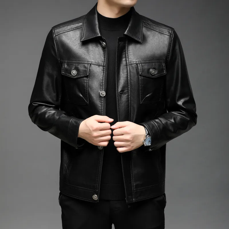 PIERRE CARDIN Leather Jacket Men's-4