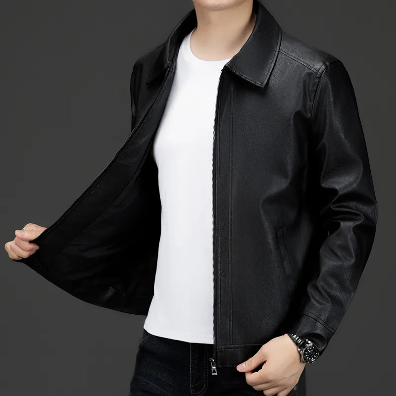 PIERRE CARDIN Leather Jacket Men's Black-8