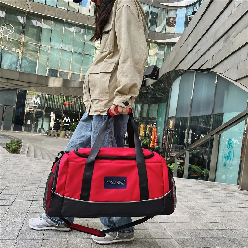 MTribe Nylon With Mesh Travel Bag Unisex Khaki/Black/Red/Yellow/Pink/Blue/Green-26