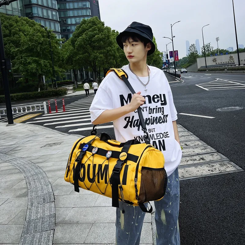 MTribe Nylon Double Shoulder Travel Bag Unisex Black/Yellow/Pink/Army Green/Turquoise/Khaki-9