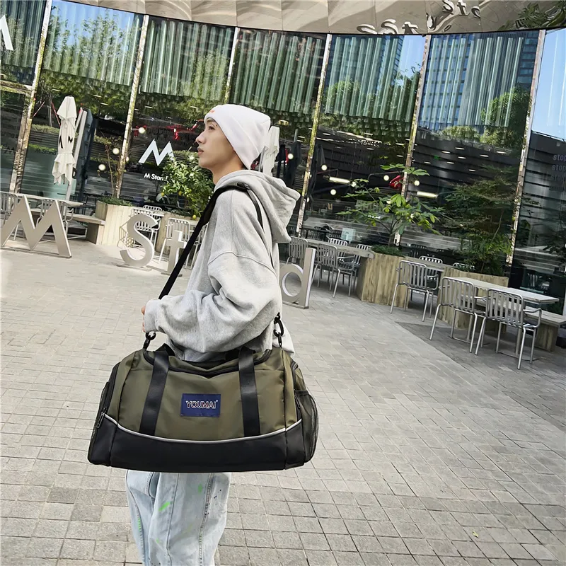 MTribe Nylon With Mesh Travel Bag Unisex Khaki/Black/Red/Yellow/Pink/Blue/Green-37